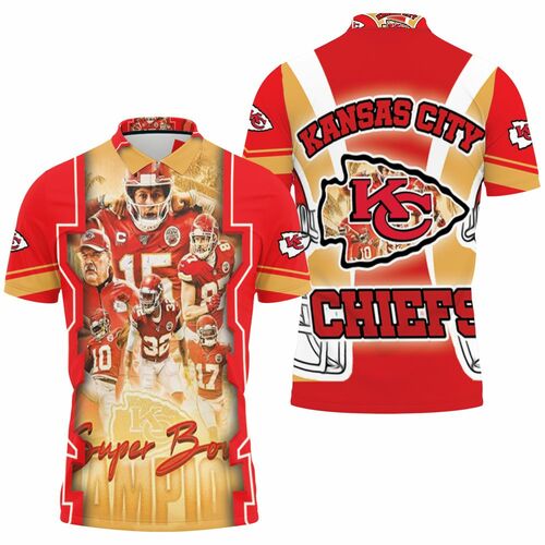 Kansas City Chiefs Logo Super Bowl Champions Afc West Division 3D All Over Print Polo Shirt