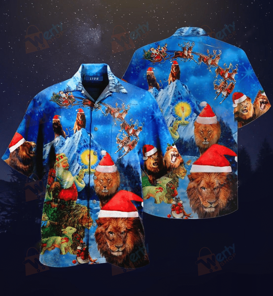 Lion On Christmas Hawaiian Shirt 1 Lion On Christmas Hawaiian Shirt