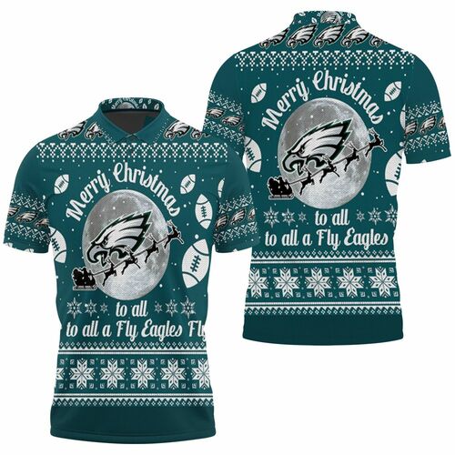 Merry Christmas Philadelphia Eagles To All And To All A Fly Ea 3D All Over Print Polo Shirt