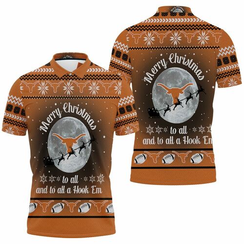 Merry Christmas To All And To All A Hook Em Texas Longhorns Ugly Christmas 3d Jersey 3D All Over Print Polo Shirt