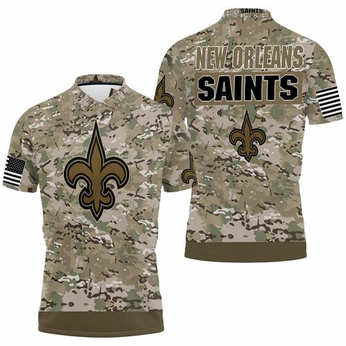 New Orleans Saints Camouflage Veteran 3d Jersey 3D All Over Print Polo Shirt