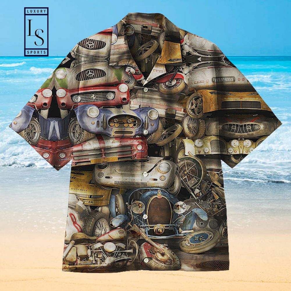 Scrapped Classic Car Hawaiian Shirt