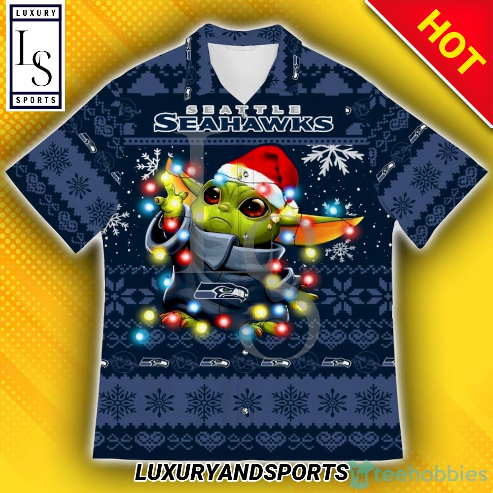 Seattle Seahawks Baby Yoda Star Wars Christmas Hawaiian Shirt