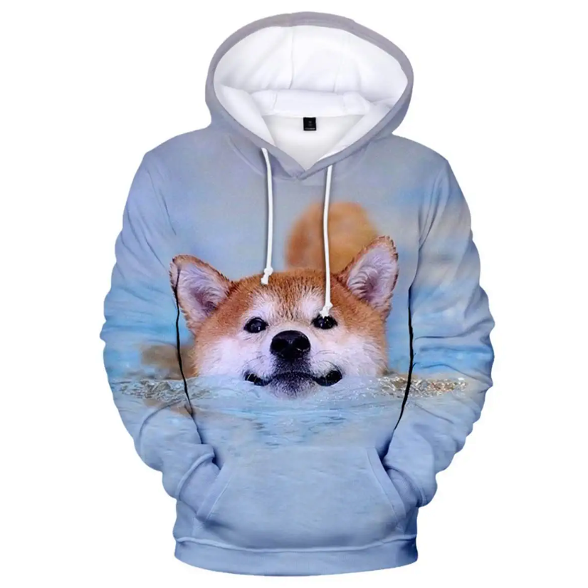 Animal Cute Dog 3D Printed Hoodie Kawaii Shiba Inu Men_s Women_s Sweatshirts Streetwear Oversized Tops