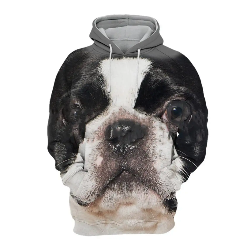 Animal Dog Boston Terrier 3D Printed Hoodie Unisex Pullover Funny Dog Hoodie Casual Street Sportswear
