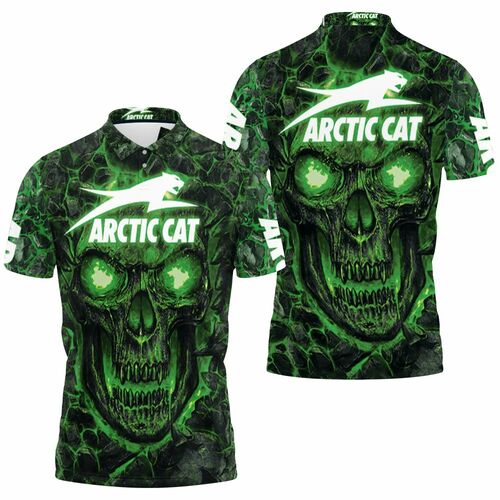Arctic Cat Green Flame Skull 3d Jersey 3D All Over Print Polo Shirt