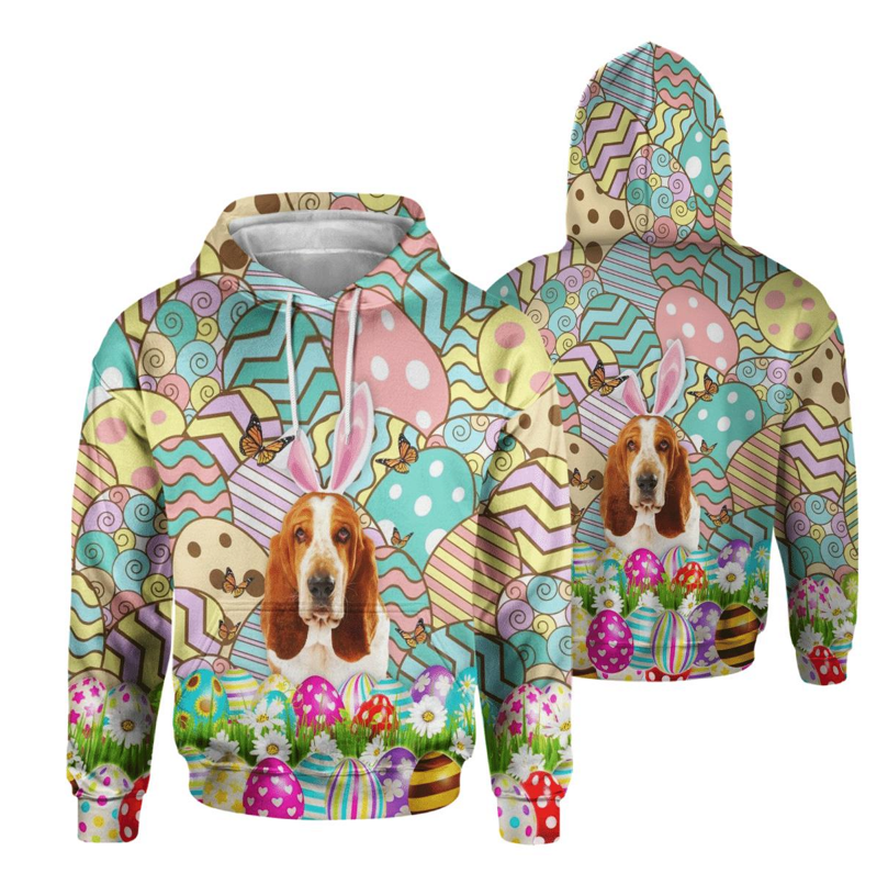 Basset Hound Happy Easter 3d Hoodie