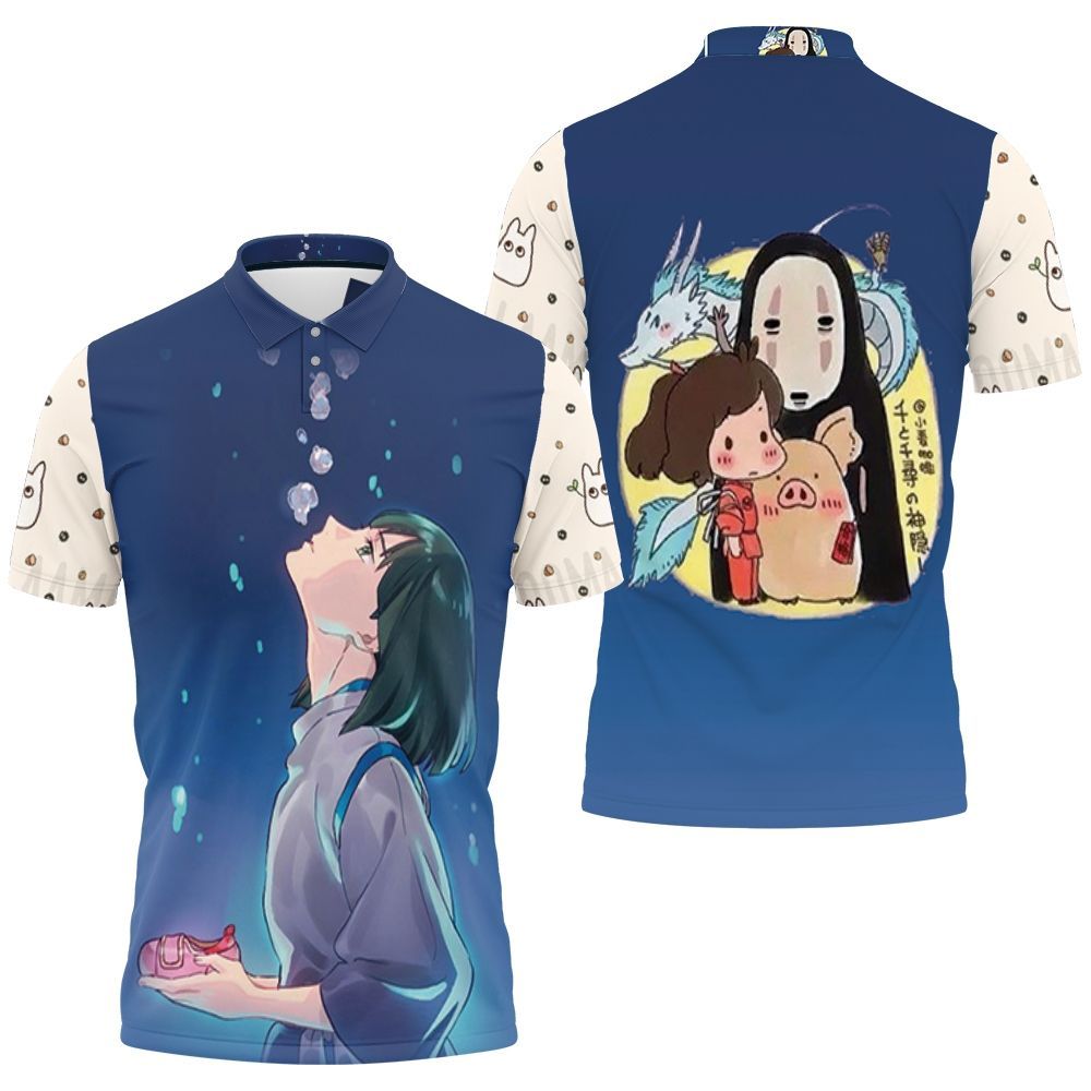 Beautiful Nigihayami Kohaku Nushi Look At Sky Bubbles Spirited Away Studio Ghibli 3D All Over Print Polo Shirt