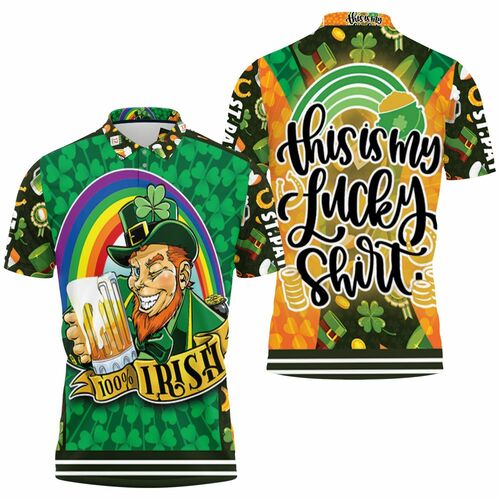 Beer Drinking Leprechaun Saint Patrick Day This Is My Lucky 3D All Over Print Polo Shirt