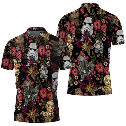 Characters Chibi Style Stormtrooper C3po For Fan Tropical Print 3D All Over Print Polo Shirt Characters Chibi Style Stormtrooper C3po For Fan Tropical Print 3D All Over Print Polo Shirt
