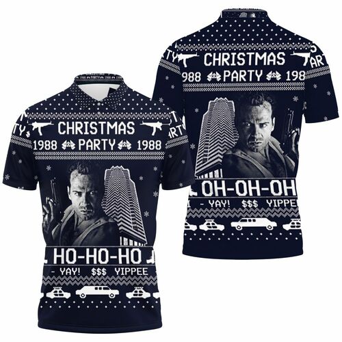 Christmas 1988 Party Ho Ho Ho Yippee Ki Yay Die Hard Jersey 3D All Over Print Polo Shirt