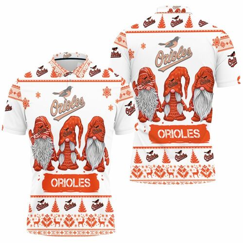 Christmas Gnomes Baltimore Orioles Ugly Christmas 3D All Over Print Polo Shirt