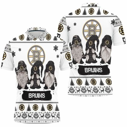 Christmas Gnomes Boston Bruins Ugly Christmas 3D All Over Print Polo Shirt