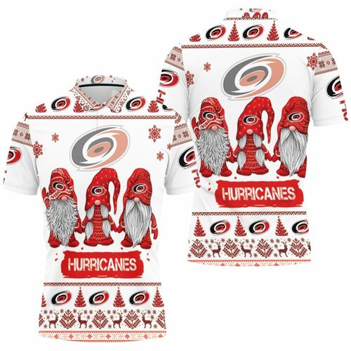 Christmas Gnomes Carolina Hurricanes Ugly Christmas 3D All Over Print Polo Shirt