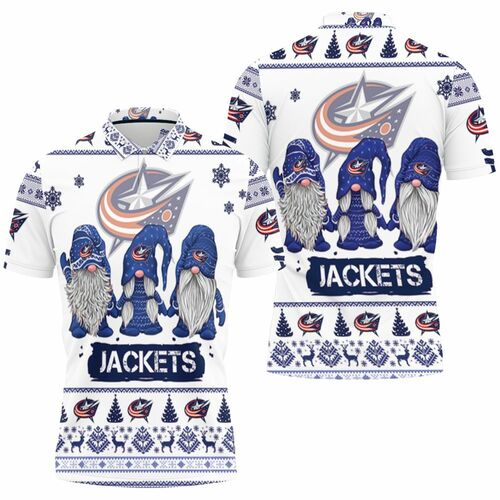 Christmas Gnomes Columbus Blue Jackets Ugly Christmas 3D All Over Print Polo Shirt