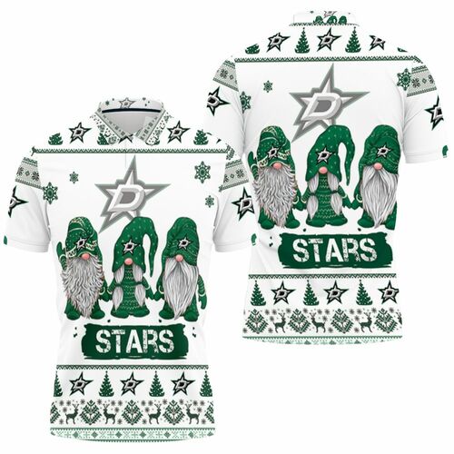 Christmas Gnomes Dallas Stars Ugly Christmas 3D All Over Print Polo Shirt