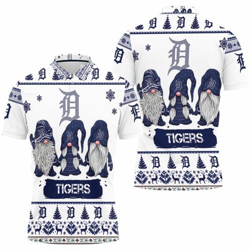 Christmas Gnomes Detroit Tigers Ugly Christmas 3D All Over Print Polo Shirt