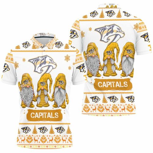 Christmas Gnomes Nashville Predators Ugly Christmas 3D All Over Print Polo Shirt