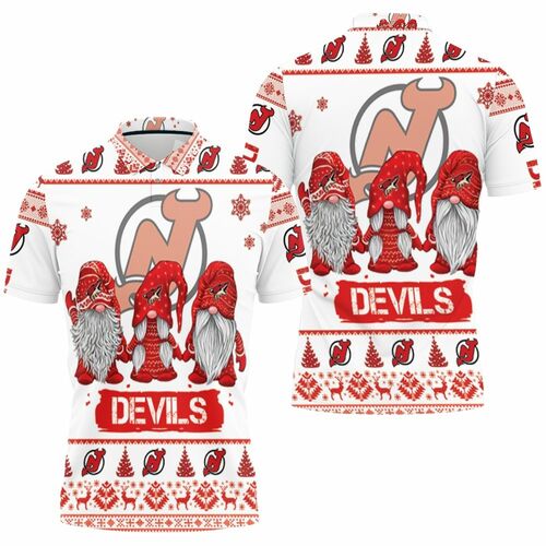 Christmas Gnomes New Jersey Devils Ugly Christmas 3D All Over Print Polo Shirt