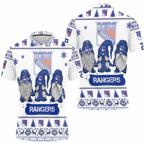 Christmas Gnomes New York Rangers Ugly Christmas 3D All Over Print Polo Shirt