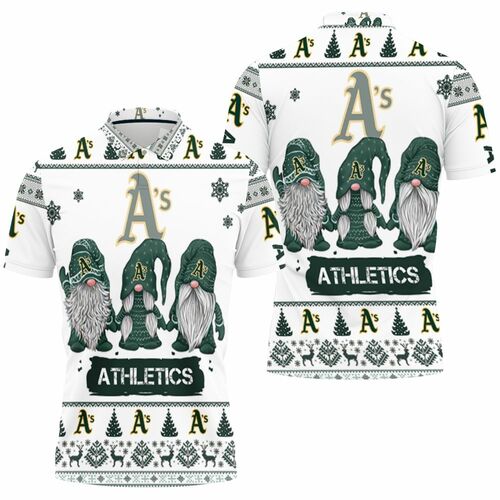 Christmas Gnomes Oakland Athletics Ugly Christmas 3D All Over Print Polo Shirt