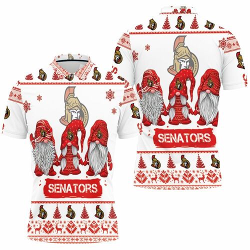 Christmas Gnomes Ottawa Senators Ugly Christmas 3D All Over Print Polo Shirt