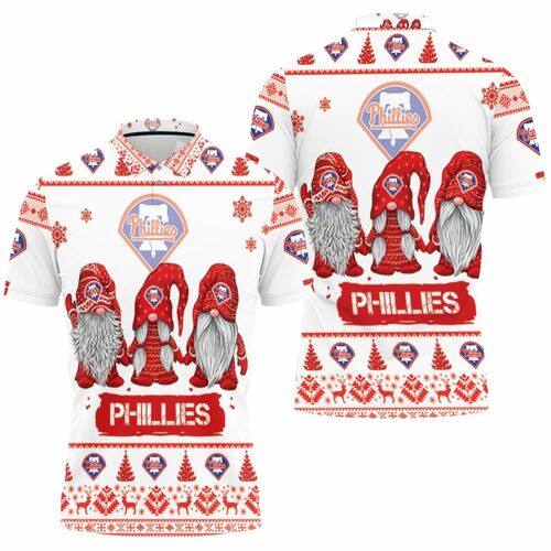 Christmas Gnomes Philadelphia Phillies Ugly Christmas 3D All Over Print Polo Shirt