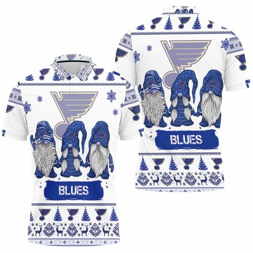 Christmas Gnomes St. Louis Blues Ugly Christmas 3D All Over Print Polo Shirt