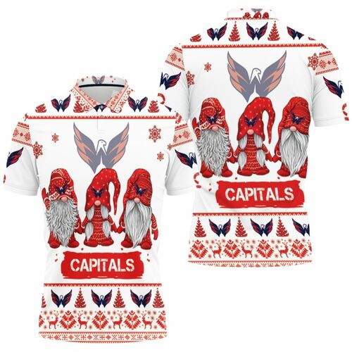 Christmas Gnomes Washington Capitals Ugly Sweatshirt Christmas 3D All Over Print Polo Shirt