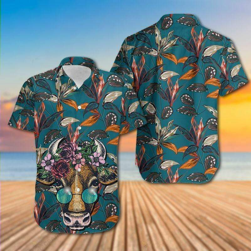 Cow Floral Tropical Hawaiian Shirt