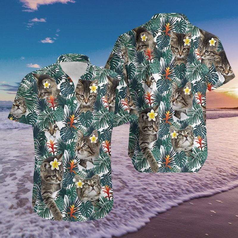 Cute Little Cat Tropical Hawaiian Shirt