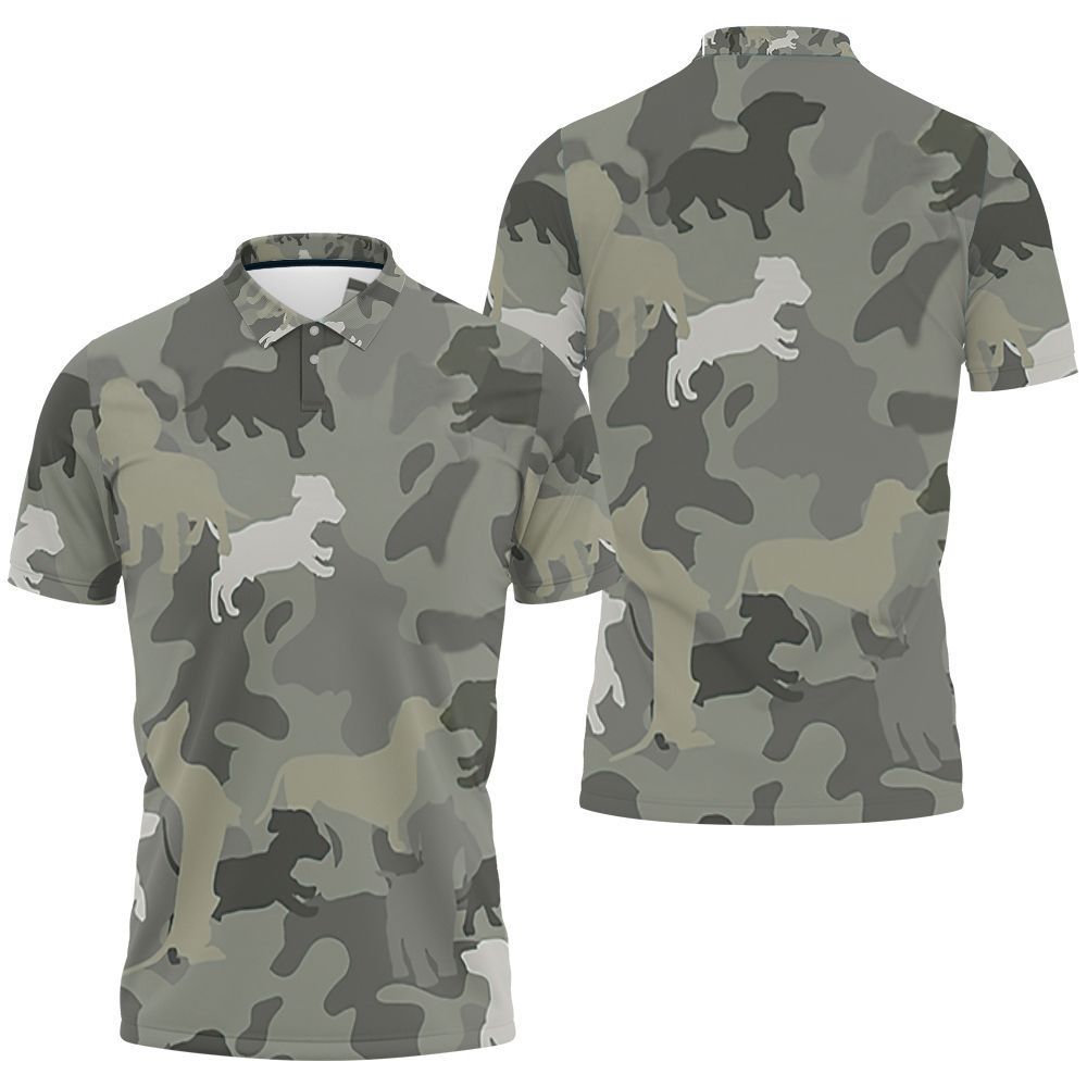 Dachshund Pattern Camouflage Style For Dog Lover Sweater Printed 3D All Over Print Polo Shirt Dachshund Pattern Camouflage Style For Dog Lover Sweater Printed 3D All Over Print Polo Shirt