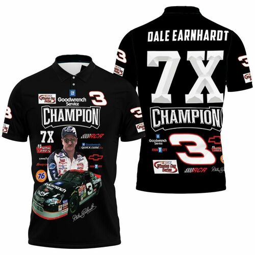 Dale Earnhardt Champion 7x Chevrolet Racing Car Signed For Fan 3D All Over Print Polo Shirt
