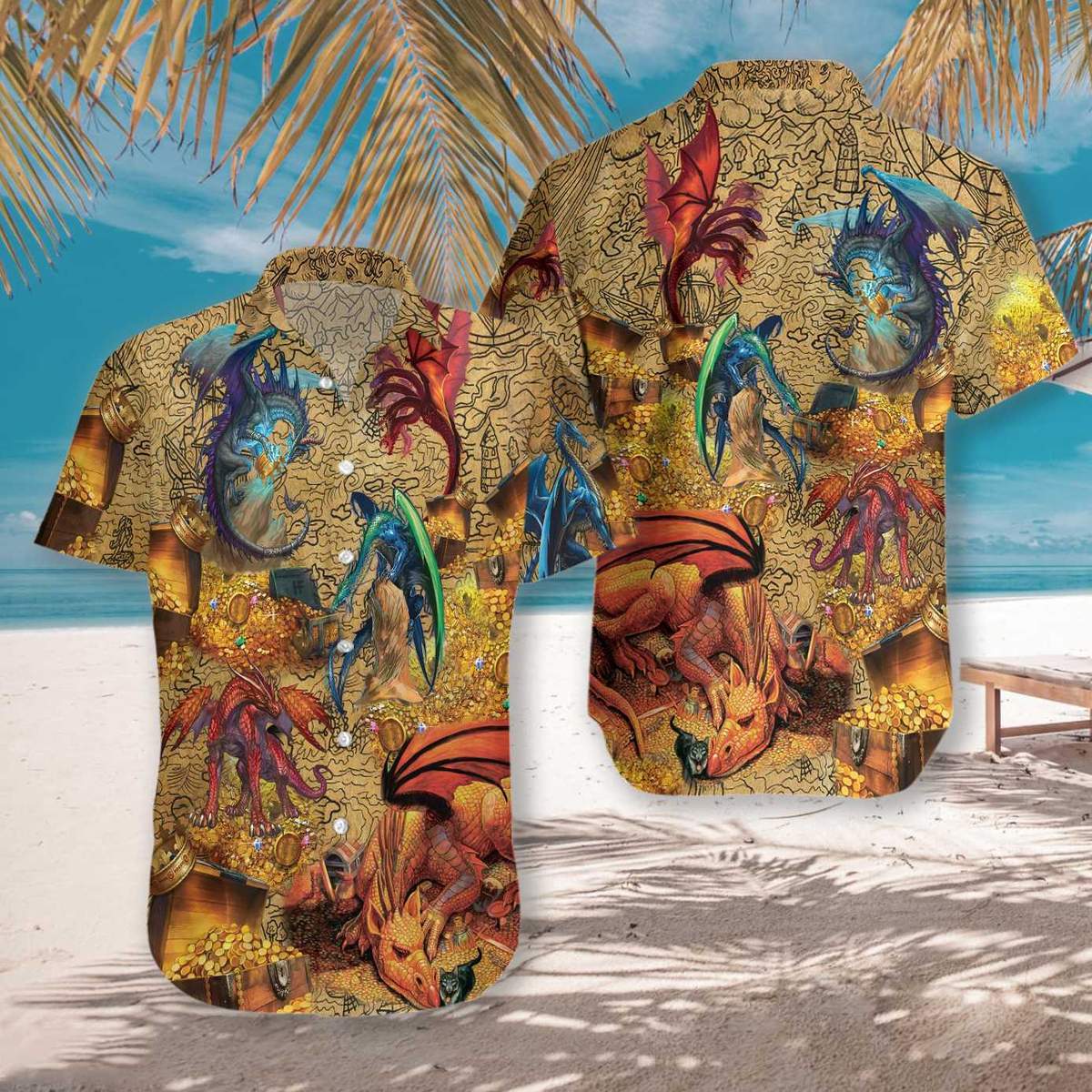 Dragons With Treasure Hawaiian Shirt