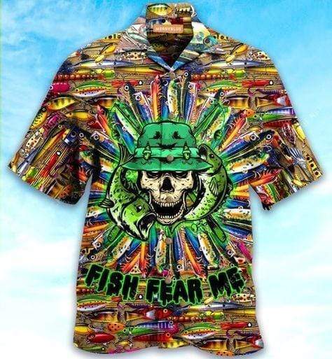 Fishing Skull Fish Fear Me Hawaiian Shirt
