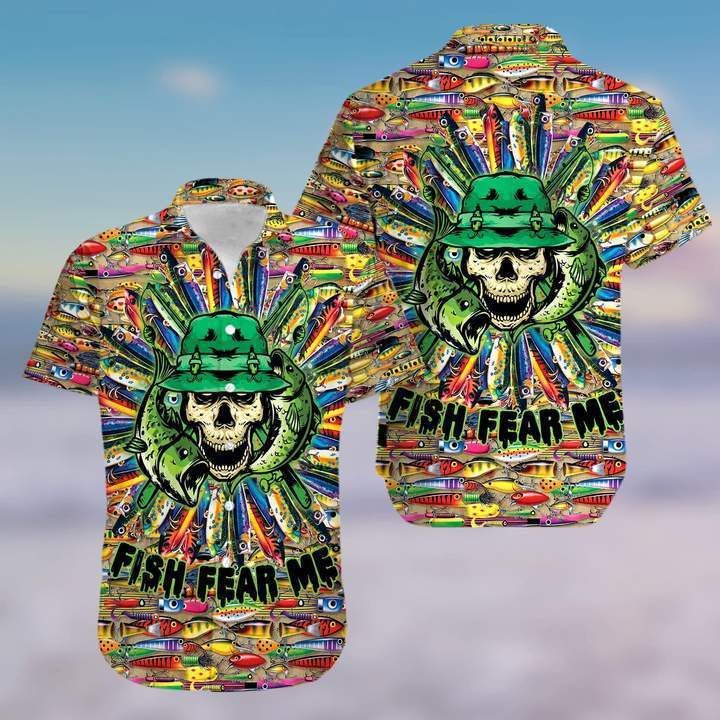 Fishing Skull Fish Fear Me Hawaiian Shirts