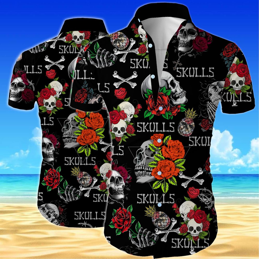 Flower Skull Hawaiian Shirt