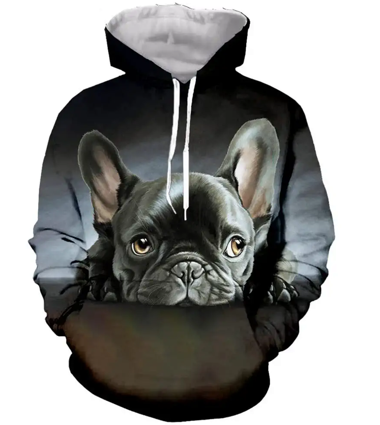 French Bulldog Long Sleeves 3D Print ZipperHoodiesSweatshirtsJacketMenWomen