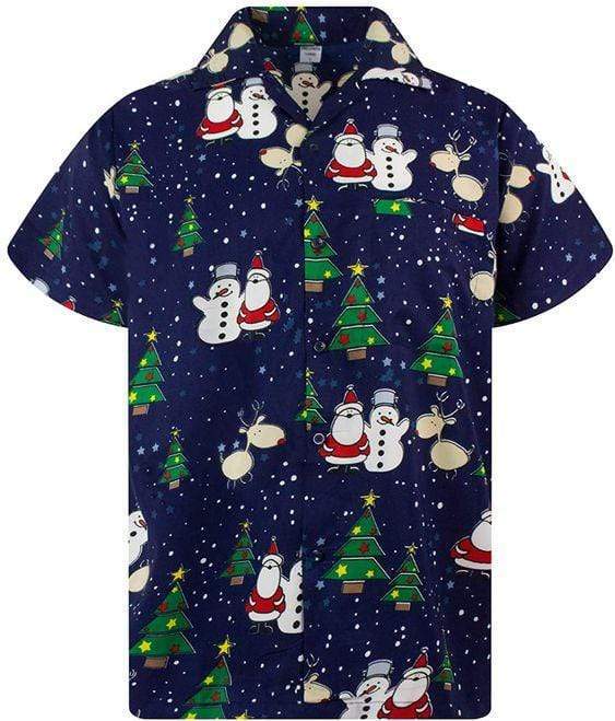 Funky Santa And Snowman Christmas Hawaiian Shirt