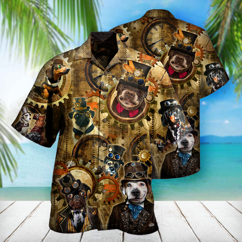 Gift For Dog Lover Steampunk Dog Hawaiian Shirt