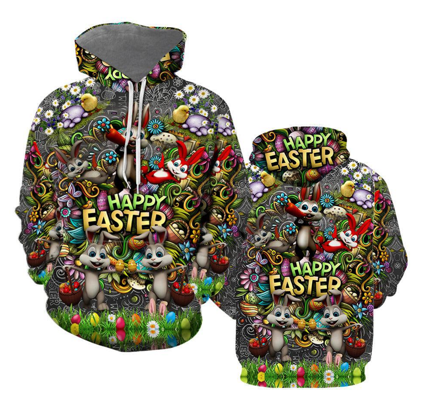 Happy Easter Day Funny Bunny 3d Hoodie HP2286