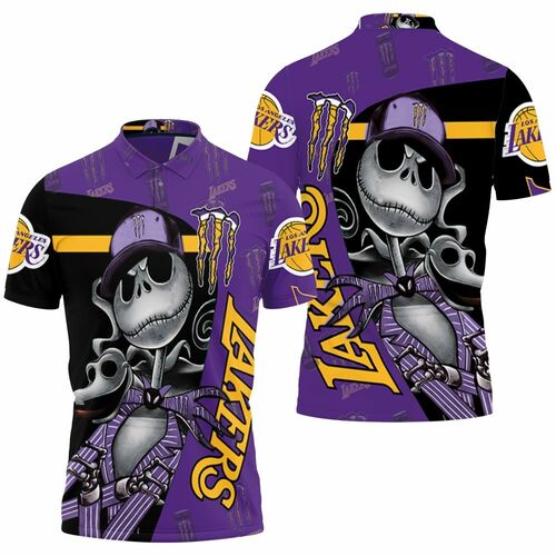 Jack Skellington Monster Energy Logo Los Angeles Lakers 3d Printed For Fan 3D All Over Print Polo Shirt