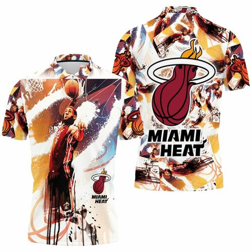 Lebron James 6 Miami Heat Legend Slam Dunk Watercolor For Fan 3D All Over Print Polo Shirt