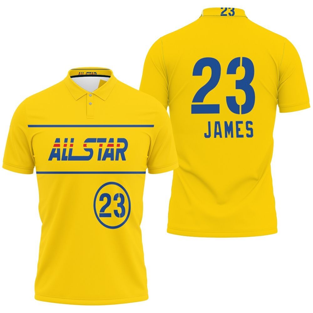 Lebron James Lakers All-star Western Conference Gold Jersey Inspired 3D All Over Print Polo Shirt