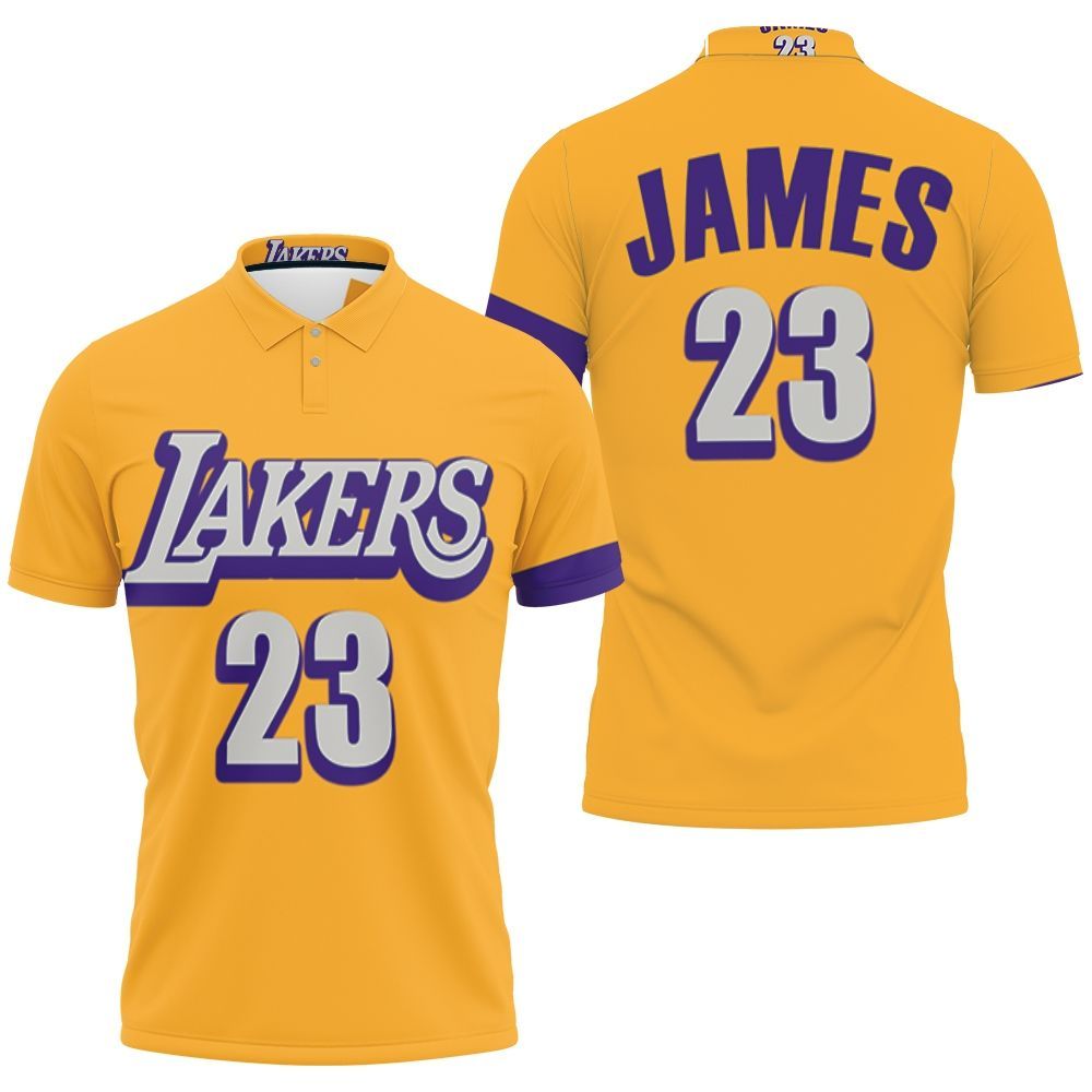 Lebron James Los Angeles Lakers Finished Swingman Yellow City Edition Jersey 3D All Over Print Polo Shirt