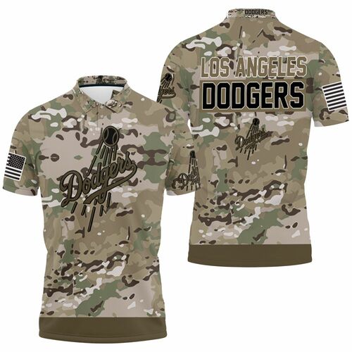 Los Angeles Dodgers Camouflage Veteran Jersey 3D All Over Print Polo Shirt