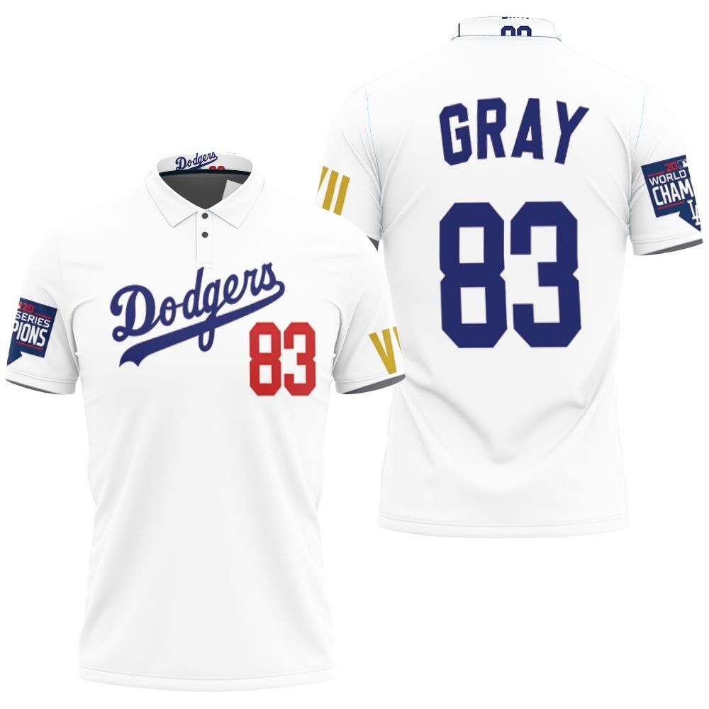 Los Angeles Dodgers Gray 83 Championship Golden Edition White Jersey Inspired Style 3D All Over Print Polo Shirt