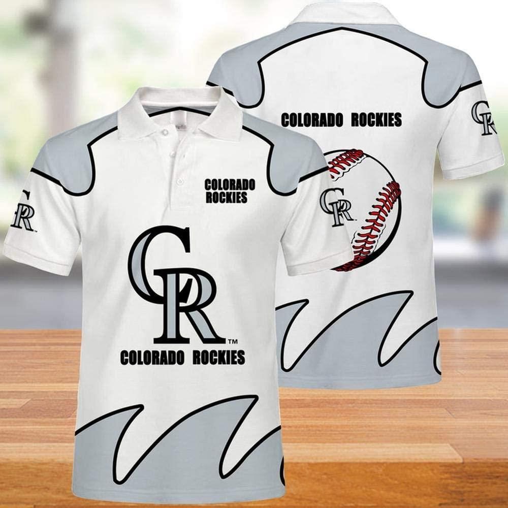 MLB Colorado Rockies Print Casual Summer 3D Polo Shirt