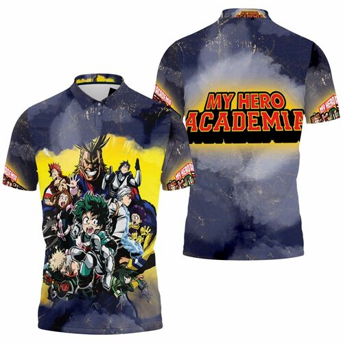 My Hero Academia All Main And Villain Characters Todoroki Shouto Midoriya Izuku All Might For Fan Polo Shirt