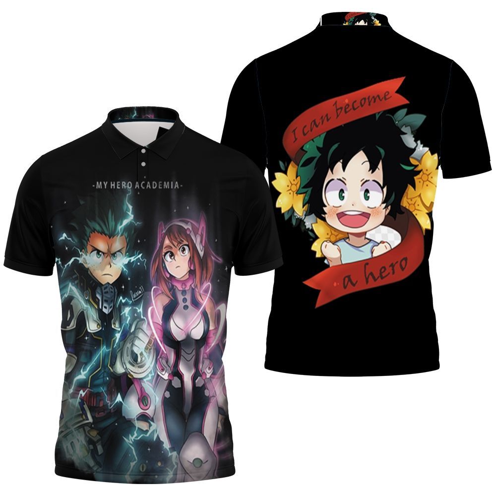 My Hero Academia Ochako Uraraka Midoriya Izuku In Fighting Suits Thunder For Fan 3D All Over Print Polo Shirt